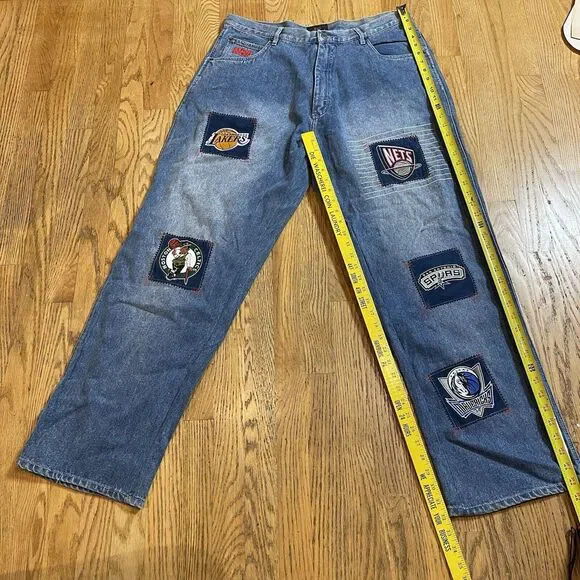 Unk Embroidered Basketball Patch Jeans NBA Team Logos Size 36 x 32 - Main Image